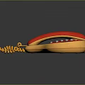 Vintage Retro Telephone With Red Handset Yellow Body And Dial Keypad