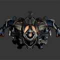 Futuristic Mythical Creature With Antler Horns White Orange Blue Armored Design