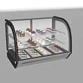 Commercial Dessert Display Refrigerator With Transparent Curved Glass And Multiple Shelves
