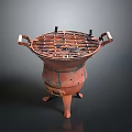 Rustic Iron Brazier With Handles Grate And Four Legs Design 3d model