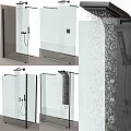Modern Shower Head With Rainfall Water Flow And Glass Enclosure Design