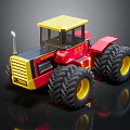 Toy Tractor Model With Red Yellow Body Large Tires And Shiny Surface