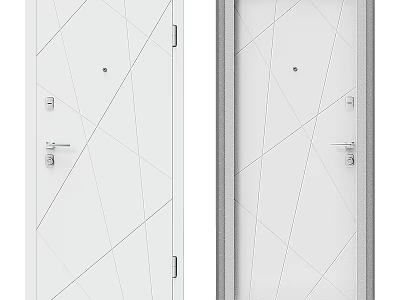 Modern White Swing Door With Geometric Patterns For Home Interior Design 3d model
