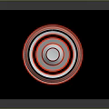 Elegant Computer Circular Design Element With Red And White Colorful Rings On Black Background 3d model