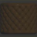 Round Brown Leather Tufted Ottoman with Diamond Stitch Pattern for Living Room