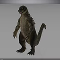 Giant Monster 3D Rendering Standing Pose Green Skin Spiked Back Sharp Claws