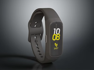Gray Fashion Smart Fitness Band With Silicone Strap And Digital Step Time 3d model