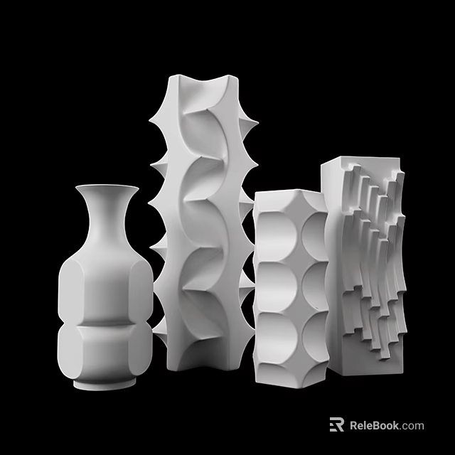Modern White Vases With Unique Geometric Patterns And Contemporary Design Elements 3d model