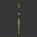 Gold and Black Sniper Rifle With Scope And Gold Accents On Reflective Surface
