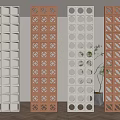 Hollow cement brick partition hollow brick screen partition 3d model