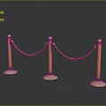 Golden Stanchion Barrier With Red Ropes White Bases And Reflective Floor Background
