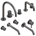 Various Modern Black Faucet Components With Spouts Handles And Bases