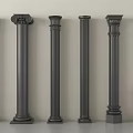 Black Architectural Columns Featuring Various Classical Capital And Shaft Design Styles 3d model