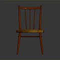 Wooden Chair With Vertical Slat Backrest And Tan Fabric Seat Cushion