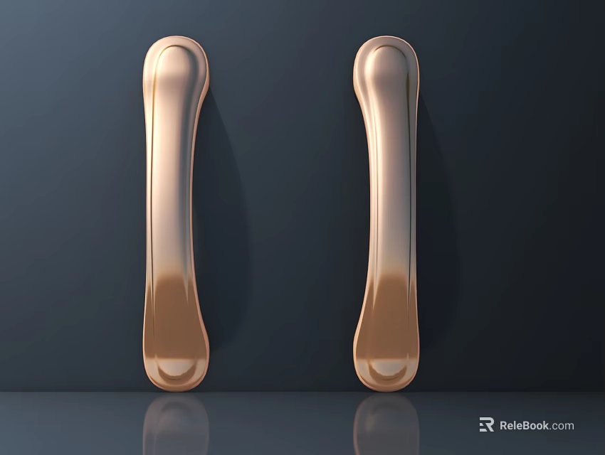 Sleek Rose Gold Metal Handles With Smooth Reflective Surface On Dark Background 3d model 