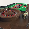 Elegant Roulette Entertainment Table With Green Felt Surface Wooden Frame And Number Layout 3d model