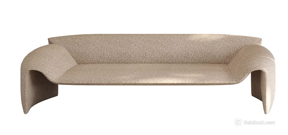 Beige Sectional Sofa With Modern Design For Comfortable Living Room Seating 3d model 