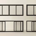 Modern Black Frame Window Designs With Different Sizes And Sliding Styles 3d model