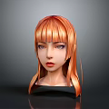 Game And Movie Female Character With Long Red Hair 3D Model Head Close Up