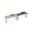 Modern Minimalist Dressing Table With Wooden Top And Transparent Acrylic Supports
