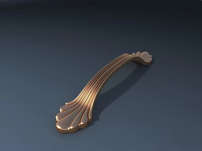 Elegant Golden Decorative Furniture Handle With Curved Wavy Design For Cabinets 3d model