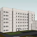 Multi Story White Building Exterior With Modern Design And Multiple Windows 3d model