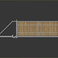 Metal Frame Gate Structure With Wooden Panels And Support Bracket For Outdoor Entrance