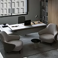 Modern Public Office Area With Desks Computers Ergonomic Chairs Large Windows And Potted Plants