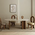 The ancient dining table and chair combination 3d model