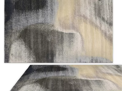 Square Rug With Modern Abstract Design In Neutral Gray Beige And Black Tones 3d model