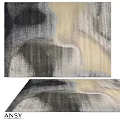 Square Rug With Modern Abstract Design In Neutral Gray Beige And Black Tones