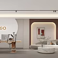 Modern Public Office Space With Lounge Area Green Plants Recessed Lighting And Artwork