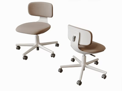 Modern Office Chair With Sleek Backrest Padded Seat Light Color White Base Wheels 3d model
