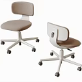 Modern Office Chair With Sleek Backrest Padded Seat Light Color White Base Wheels