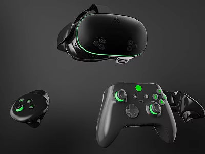 VR Gaming Accessories Set Including Headset Controller and Hand Grips with Ergonomic Design 3d model