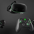 VR Gaming Accessories Set Including Headset Controller and Hand Grips with Ergonomic Design 3d model