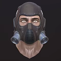 Steampunk Leather Gas Mask With Round Viewport Metal Breathing Tube And Ear Cups