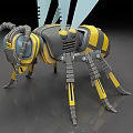 Mechanical Ant Shaped Industrial Equipment 3D Model With Yellow Gray Design Mechanical Legs And Wings