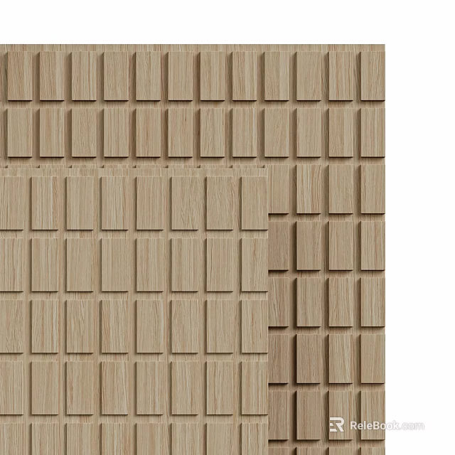 Wooden Wall Panel Modern Design With Square Pattern And Natural Wood Texture 3d model 