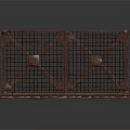Decorative Wooden Grille Door Design With Double Panel Cross Pattern And Circular Accents