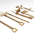 Modern Gold Metal Ornamental Decor Set For Home With Tool Design Elements 3d model
