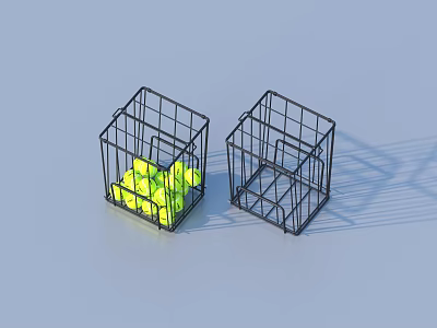 Practical Metal Wire Storage Baskets For Home Organization With Yellow Balls 3d model