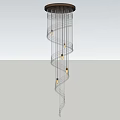 Elegant Modern Crystal Chandelier With Hanging Crystal Chains And Multiple Light Bulbs