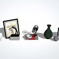 Elegant Decorative Ornament Set With Trophy Certificate Green Vase And Plaque