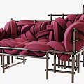 Modern Abstract Sofa With Knotted Maroon Upholstery And Metal Frame Structure 3d model