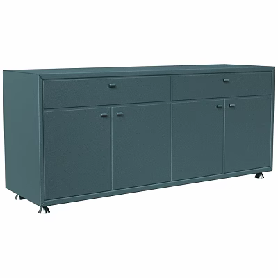 Dark Green Modern Dresser with Drawers Cabinet Doors and Wheels 3d model