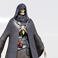 Skeleton Game Movie Character In Hooded Robe With Staff