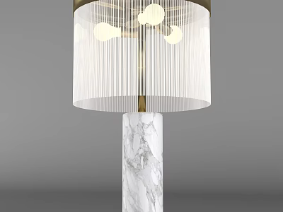 Modern Table Lamp With White Textured Shade And Marble Base Gold Metal Stand 3d model