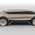 Futuristic Concept Car with Sleek Silver Body Design Large Wheels and Aerodynamic Lines