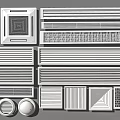 Air Conditioner Air Vents With Various Designs And Modern Grille Patterns